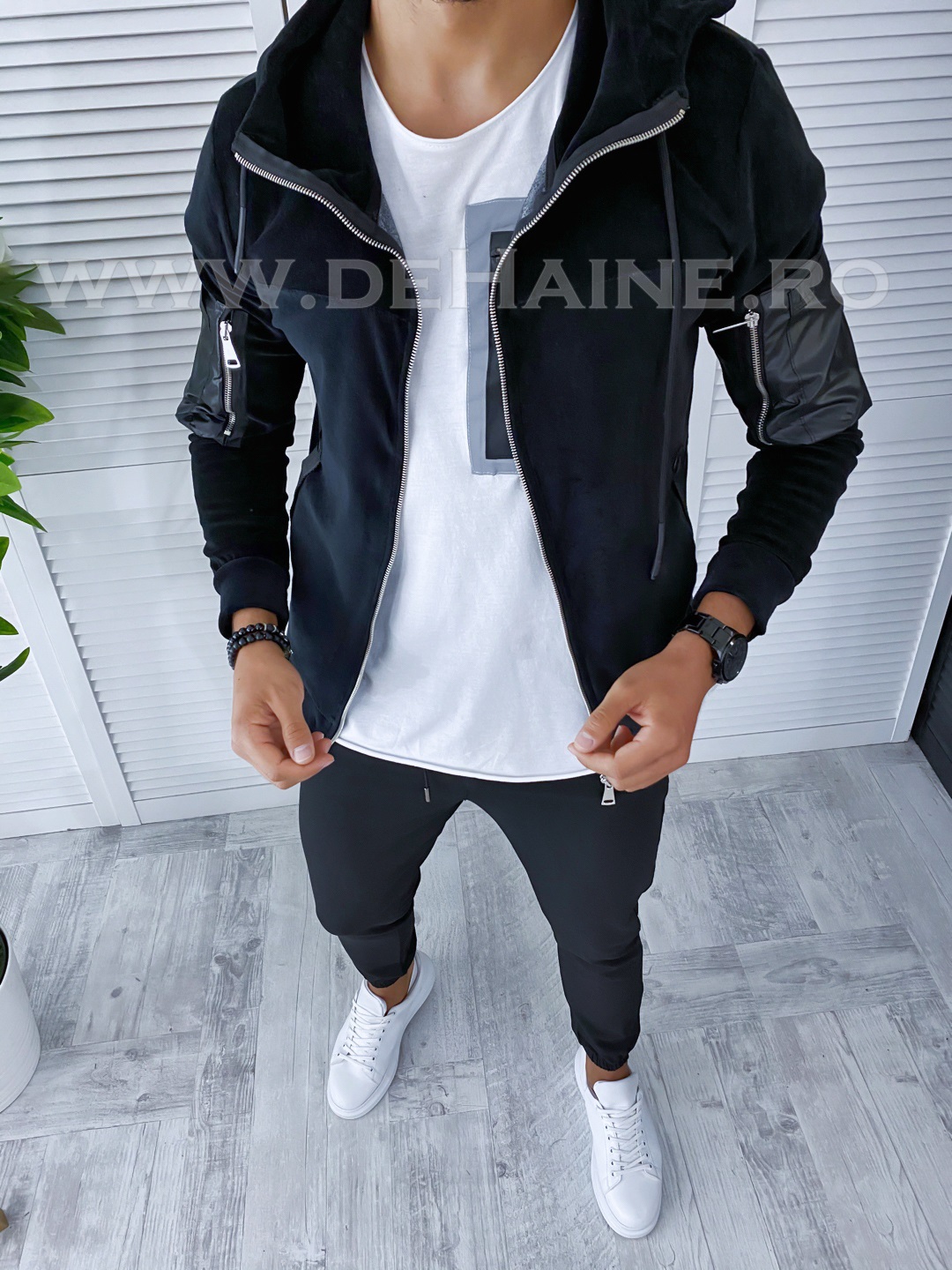 Hanorac barbati negru slim fit 2687 n5-4